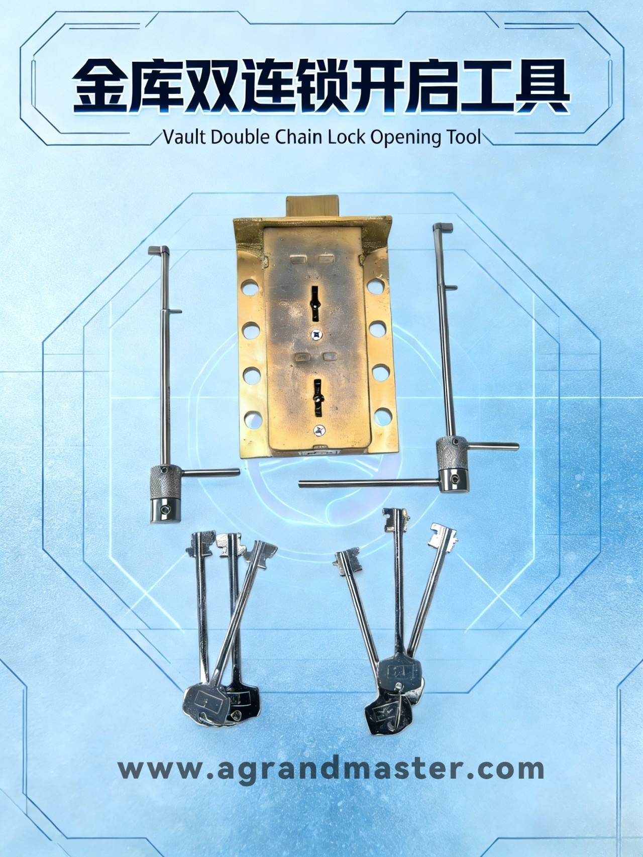 For China-produced double-lock treasury ab key opening tool.